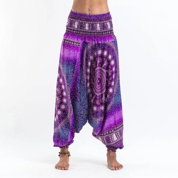 Harem Pants Pants - [New] Harem Pants  (S/M) Drop Crotch Purple Blue Cotton Mandala Pattern